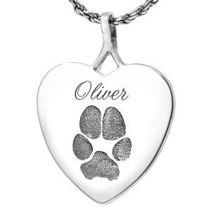 Actual Paw Print Pendant - Heart